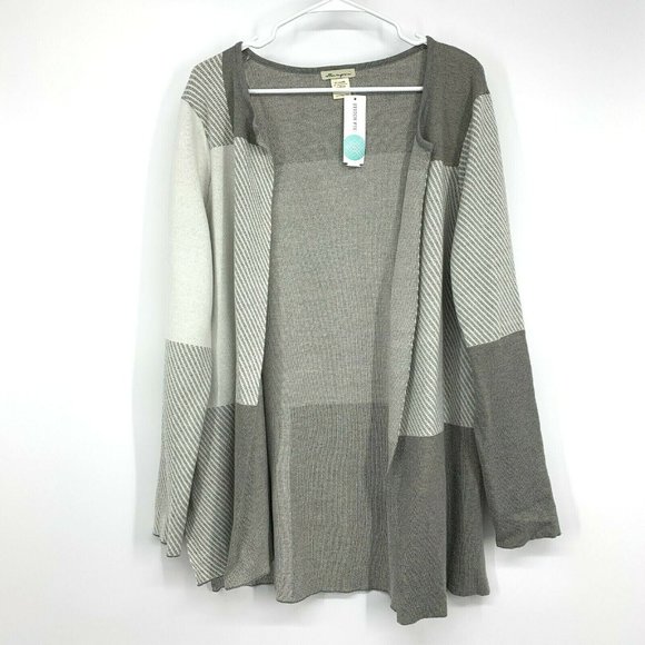Stitch Fix Cotton Emporium Esa Cardigan Gray White Open Front - Picture 1 of 8